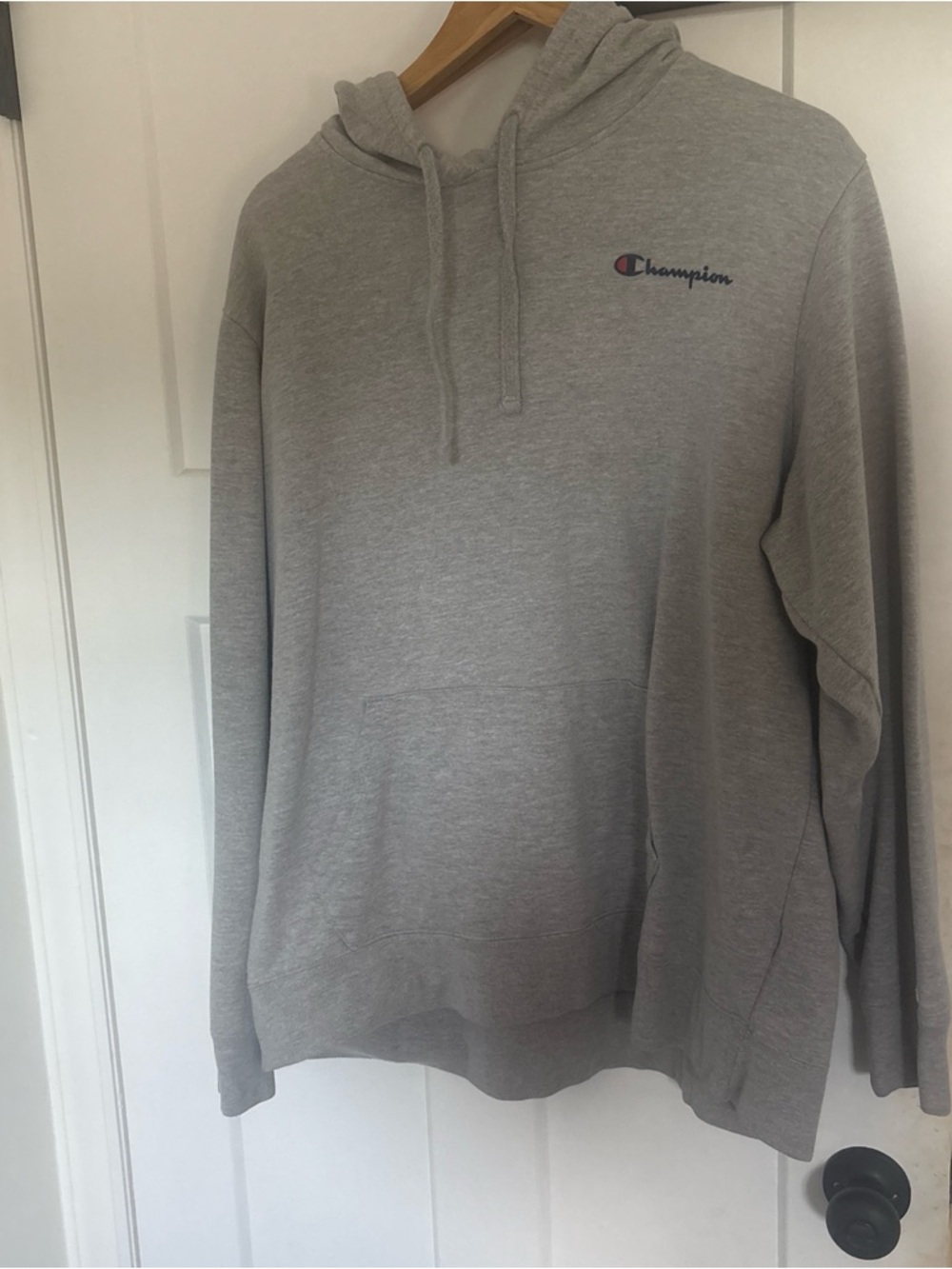 Champion Light Gray Pullover Hoodie with Small Logo